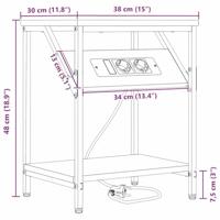 Nachtkastje 2 pcs Gerookt eiken 38 x 30 x 48 cm Bewerkt hout - thumbnail