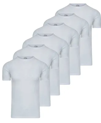 6 stuks ondershirt heren - Ronde hals - 100% Katoenen mannen T-shirt korte mouw - Witte t shirts heren