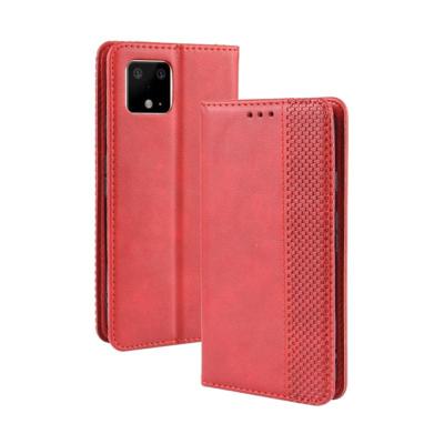 Magnetic Buckle Retro Crazy Horse Texture Horizontal Flip Leather Case for Google Pixel 4 with Holder & Card Slots & Photo Frame(Red)