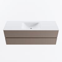 MONDIAZ VICA 140cm badmeubel onderkast Smoke 2 lades. Wastafel CLOUD midden zonder kraangat, kleur Talc. - thumbnail