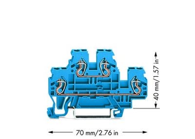 WAGO 870-504 Doorgangsklem 2-etages 5 mm Spanveer Toewijzing: N, N Blauw 50 stuk(s)