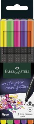 Faber Castell Fineliner Grip 0,4mm - etui 5 stuks Neon