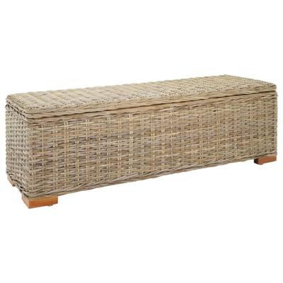 Opbergbox 110 cm natuurlijk kubu rattan en massief mahoniehout
