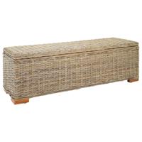 Opbergbox 110 cm natuurlijk kubu rattan en massief mahoniehout - thumbnail
