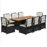 9-delige Tuinset poly rattan zwart - thumbnail