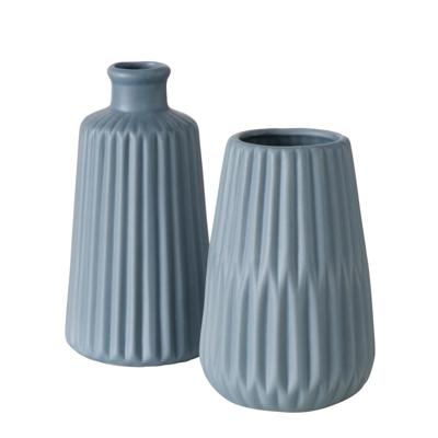 Boltze Home Vaas ribbel porselein h18cm lichtblauw Boltze Home Vaas ribbel porselein h18cm lichtblauw