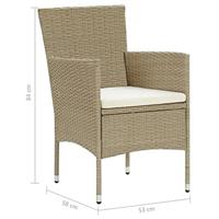 7-delige Tuinset met kussens poly rattan beige - thumbnail