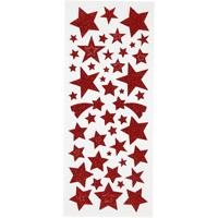 Creativ Company Glitterstickers, sterren, vel 10x24 cm, ca. 110 stuk, rood, 2 vel/ 1 doos - thumbnail