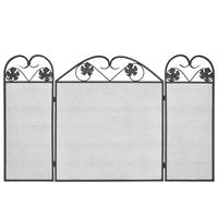 Haardscherm 3 panelen ijzer zwart - thumbnail