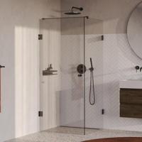 BRAUER Void Carving douchecabine met draaideur helder glas 80x80x200 incl. glascoating PVD gunmetal geborsteld - thumbnail