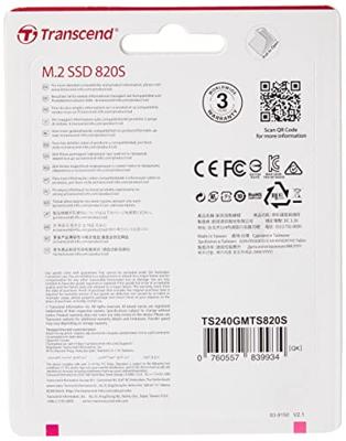 Transcend TS240GMTS820S SATA M.2 SSD 2280 harde schijf 240 GB 820S M.2 SATA 6 Gb/s Transcend TS240GMTS820S SATA M.2 SSD 2280 harde schijf 240 GB 820S M.2 SATA 6 Gb/s