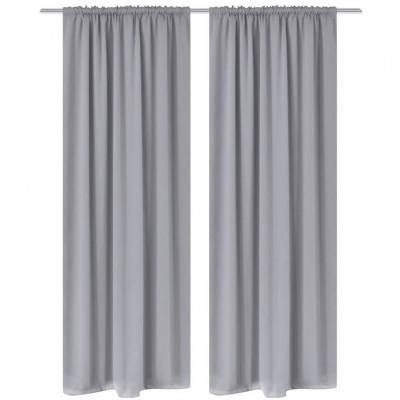 VidaXL Gordijnen met gleuven 135 x 245 cm grijs 2 st