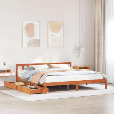 Bedframe zonder matras massief grenenhout wasbruin 200x200 cm Bedframe zonder matras massief grenenhout wasbruin 200x200 cm