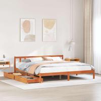 Bedframe zonder matras massief grenenhout wasbruin 200x200 cm - thumbnail
