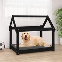 VidaXL Hondenmand 81x60x70 cm massief grenenhout zwart - thumbnail