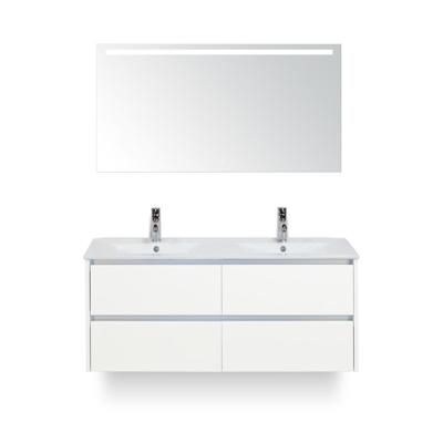 Dante Badmeubelset 120 cm - Wit Hoogglans - Keramische Wastafel Wit Enjoy - met Sence Spiegel