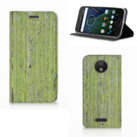 Motorola Moto C Plus Book Wallet Case Green Wood - thumbnail
