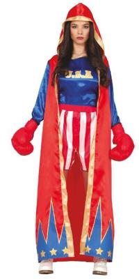 Dames Bokser Kostuum Rood/Blauw