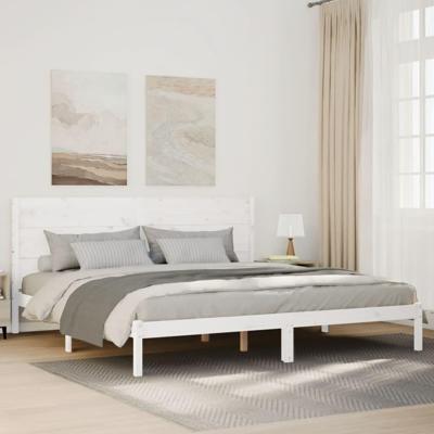 Bedframe extra lang zonder matras massief hout wit 200x210 cm