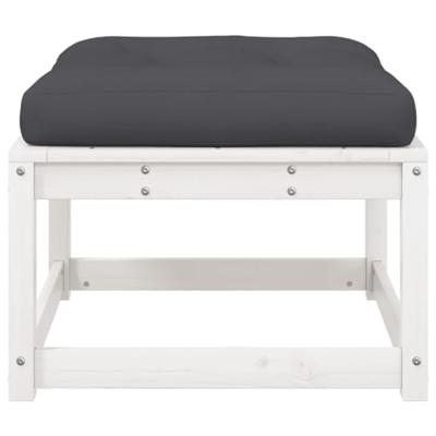 Tuinvoetenbank met kussen massief grenenhout wit
