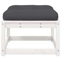 Tuinvoetenbank met kussen massief grenenhout wit - thumbnail