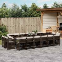 17-delige Tuinset met kussens poly rattan bruin - thumbnail