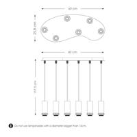 Metaal kroonluchter - Industrie hanglamp - Zwart - Met 6 pcs lampvoeten - Ontworpen voor Eetkamer en Slaapkamer - 60 x 25.8 x 117.5cm - set met E27 Lamphouder - voor Lampenkap met Doorsnede max 15cm - Gloeilamp Niet Inbegrepen - thumbnail