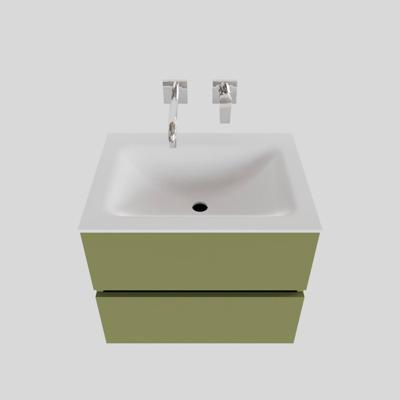 Badkamermeubel Solid Surface BWS Oslo 60x46 cm Mat Groen (zonder kraangaten) Badkamermeubel Solid Surface BWS Oslo 60x46 cm Mat Groen (zonder kraangaten)