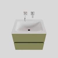 Badkamermeubel Solid Surface BWS Oslo 60x46 cm Mat Groen (zonder kraangaten) - thumbnail