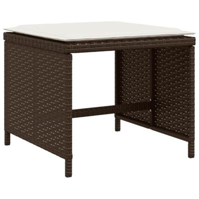 11-delige Tuinset met kussens poly rattan bruin