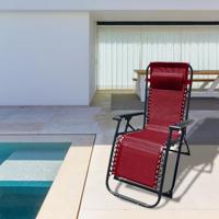 Marbueno Opvouwbare Ligstoel Staal Met Kussen Tuin en Zwembad 90X66X108 cm Zero Zwaartekracht Bordeaux 10010 - thumbnail