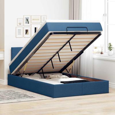 Ottoman bed met matras 120x190 cm stof blauw