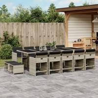 15-delige Tuinset met kussens poly rattan lichtgrijs - thumbnail