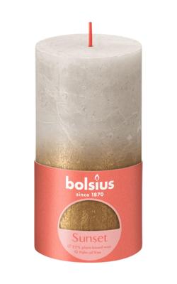 Bolsius stompkaars sunset 13x6.8 cm goud/grijs Bolsius stompkaars sunset 13x6.8 cm goud/grijs