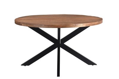 LivingFurn Ronde Eettafel 'Rocky' Mangohout en staal, 140cm
