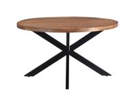 LivingFurn Ronde Eettafel 'Rocky' Mangohout en staal, 140cm - thumbnail