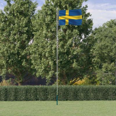 VidaXL Vlag met vlaggenmast zweden 6,08 m aluminium VidaXL Vlag met vlaggenmast zweden 6,08 m aluminium