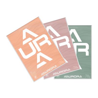 Schrijfblok aurora a4 lijn 100vel 70gr assorti