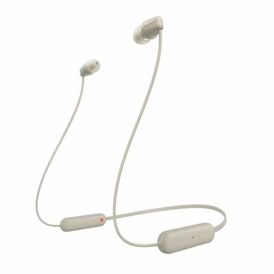Sony WI-C100 In Ear headset Bluetooth Stereo Taupe Headset, Klankregeling, Volumeregeling, Nekband, Bestand tegen zweet, Waterafstotend