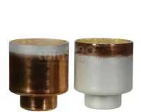 Waxinelichthouder Glas Koper/Wit 14cm Assorti 1st - thumbnail