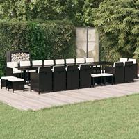 21-delige Tuinset met kussens poly rattan zwart - thumbnail