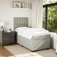 Boxspring met matras fluweel lichtgrijs 90x190 cm - thumbnail