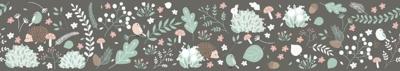 Noordwand Kids Walls Behangrand met egeltjes, vogels, paddestoelen en bloemen - 45871