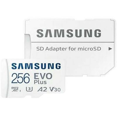 Samsung EVO Plus microSD-kaart Retail 256 GB UHS-I, v30 Video Speed Class, A2 Application Performance Class Incl. SD-adapter Samsung EVO Plus microSD-kaart Retail 256 GB UHS-I, v30 Video Speed Class, A2 Application Performance Class Incl. SD-adapter