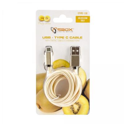 SBOX USB-TYPEC-15G 1,5 m USB A mannelijk vergulde USB-kabel – USB-kabel (1,5 m, USB A, USB C, 2.0, 480 Mbit/s, goud)