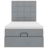 Ottoman bed met matras en LED's 100x200cm stof lichtgrijs - thumbnail