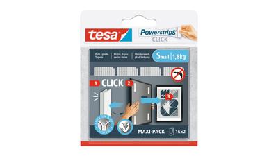 tesa Powerstrips CLICK Small 16x 2 stuks (l x b) 60 mm x 20 mm Inhoud: 16 paar tesa Powerstrips CLICK Small 16x 2 stuks (l x b) 60 mm x 20 mm Inhoud: 16 paar
