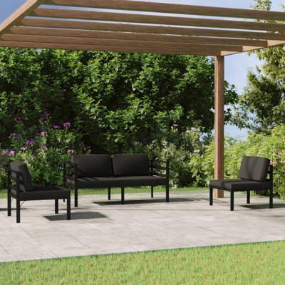4-delige Loungeset met kussens aluminium antracietkleurig