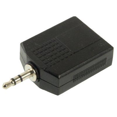 3.5mm Mannetje naar 2x vrouwtje 6.35mm Audio Adapter(zwart)