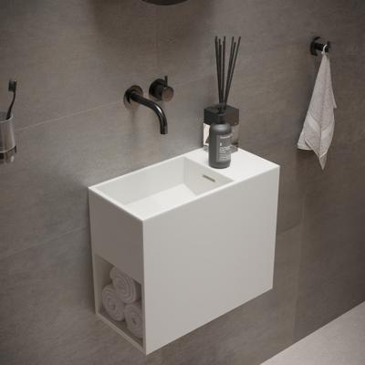 Fontein Ideavit Solidwash 45x22x38 cm Solid Surface Omkeerbaar Met Handdoekvak Mat Wit Ideavit Fontein Ideavit Solidwash 45x22x38 cm Solid Surface Omkeerbaar Met Handdoekvak Mat Wit Ideavit